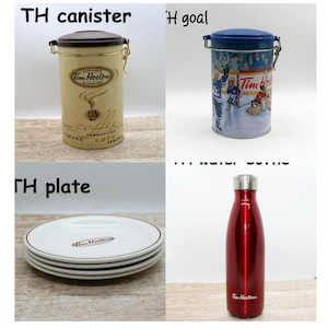 Juego de colección de edición limitada Tim Hortons Vintage a elegir entre: 4 platos de restaurante, bote de 2002, botella de agua.