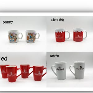 Vintage Laura Secord Mug Set - Peter Rabbit & Limited Edition Coffee Cups - Red, White, or Drip Glaze - Gift for Hot Chocolate Lovers