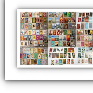 cartes à jouer vintage de tailles diverses, toutes issues de paquets différents, éphémères de friperie, féminin, masculin, enfants, arrière-plans toutes les occasions