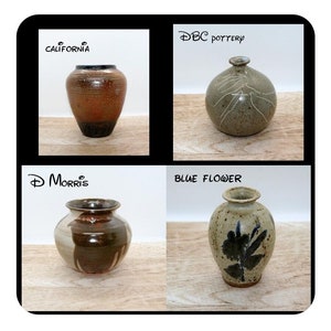 Unique Studio pottery vases, handmade pottery Earth Tones Glazed Rustic vase, California pottery, DBC woman design pottery, D Morris pottery