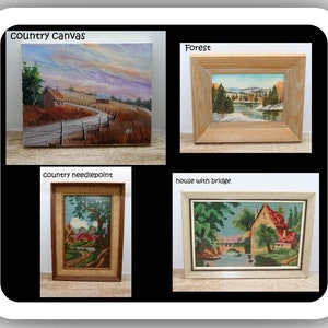 Vintage handmade unique art, Original oil painting, landscape scenery paintings, landscapes scenery needlepoint, gallery wall home decor