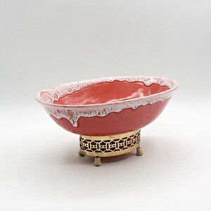 Mid Century 1940 USA Royal Hickman studio pottery pink drip glaze footed planter,  art deco inspired retro cottage core decor