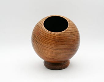 Bol de madera vintage de estilo moderno de mediados de siglo, jarrón de madera escultural torneado a mano, decoración para el hogar de estilo moderno de mediados de siglo, regalo único para amantes del arte, centro de mesa decorativo.