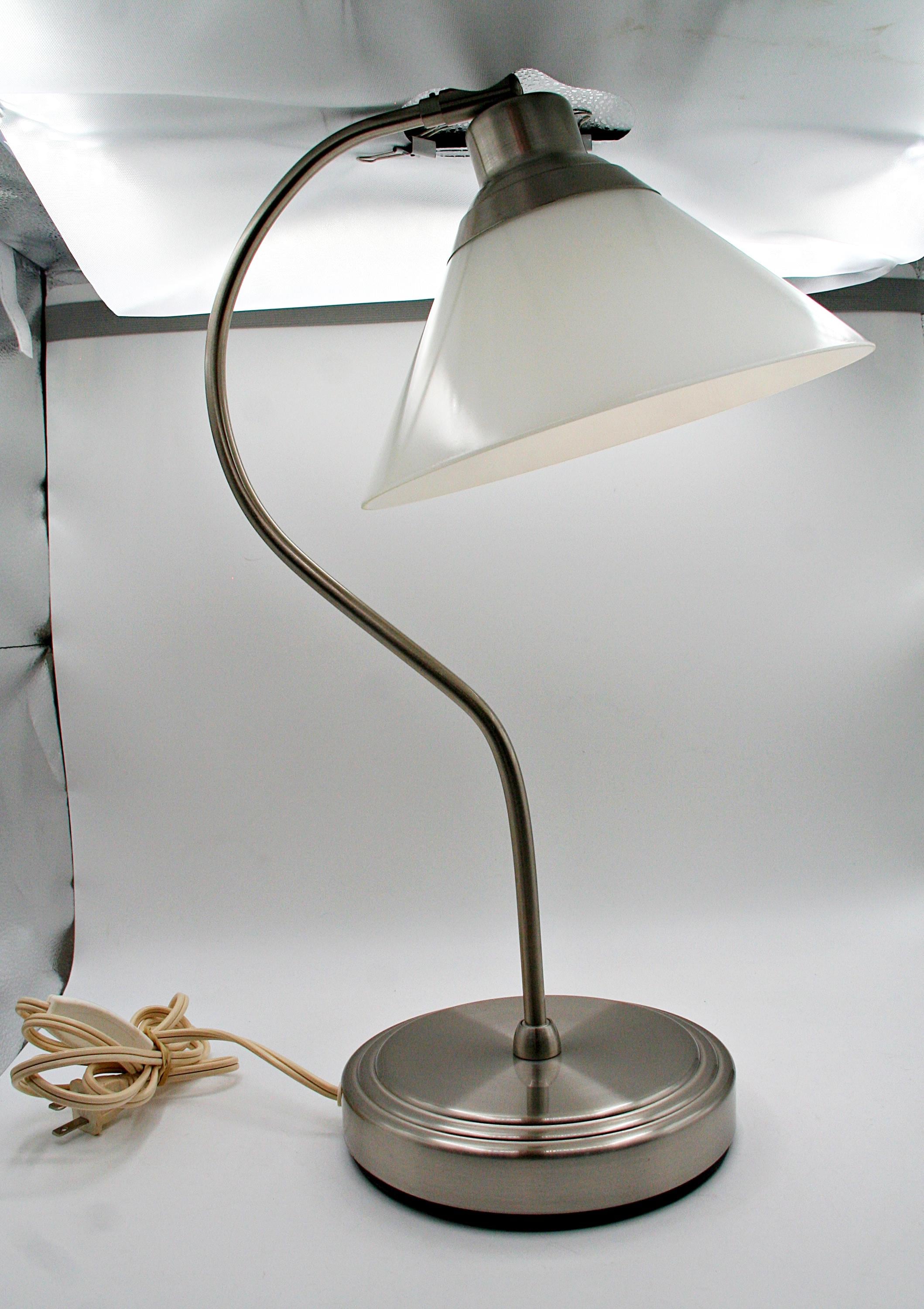 Vintage 1990s 2000s Ikea Kroby Nickel-plated Base White Milk Glass