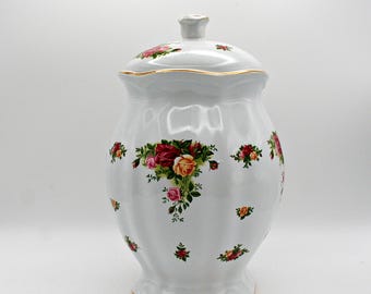 Vintage James Kent Osaka Biscuit Barrel: Blue & White Ceramic