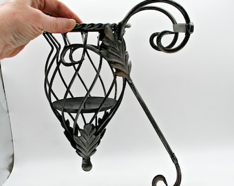 Large Vintage Cast Iron Wall Sconce, Gothic Urn Leaf Pillar Candle Holder, Heavy Pewter & Bronze Finish Victorian Home Decor