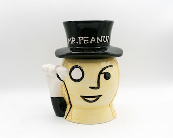 Tarro de galletas vintage Mr. Peanut, artículo de colección publicitario de Planters Kraft de los años 80, bote de decoración de cocina retro.