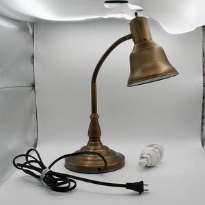 Vintage Modern metal brass elegant goose neck Ott Lite electric tabletop lamp, heavy brass lamp, desk lamp, vintage home decor, table lamp