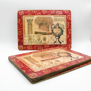 Vintage Architektur Element Römische Säule Urne Set mit 5 Tischsets auf Kork, Elegantes Tischset unterhaltsam, Klassische Tischsets