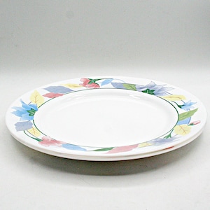 Vintage Arcopal France Flo Dinner Plate, Pastel Floral Milk Glass Dish, French Country Kitchen Decor, Retro Blue and Pink Flower Tableware