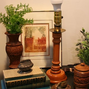 Mid-Century Modern Holz & Metall Tischlampe - Retro Schreibtisch Dekor