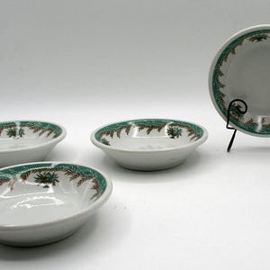 Midcentury Retro vintage Obstschale Zoll 4er Set Shenango China Teal Brown Metarie Pattern Restaurant Ware New Castle Pennsylvania USA