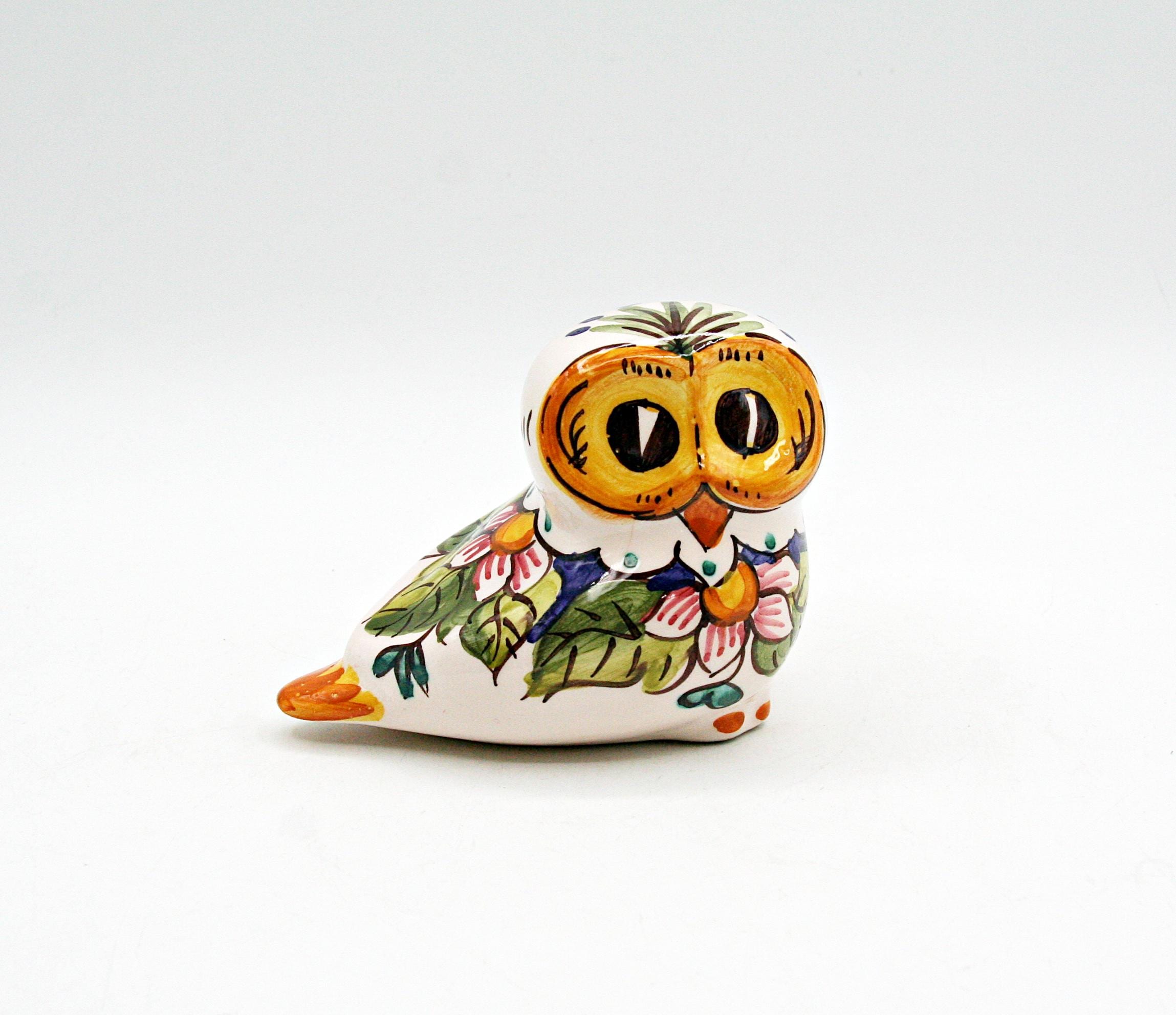 Vintage Tonala Pottery Owl Figurine, Hand Painted Mexican Folk Art, Burnished Clay Studio Pottery, B