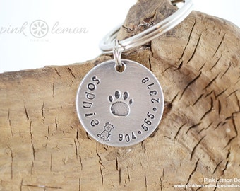 Personalized Dog Tag - Pet Tag - Pet Id Tag - Hand Stamped Dog Collar Tag - Customized Id Tags for Pets by Pink Lemon Design