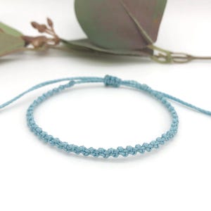 Braided Light Blue String Bracelet: Waterproof Boho Macrame Jewellery