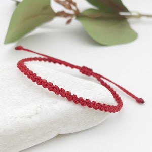 Red String of Fate Kabalah Braided Protection Bracelet