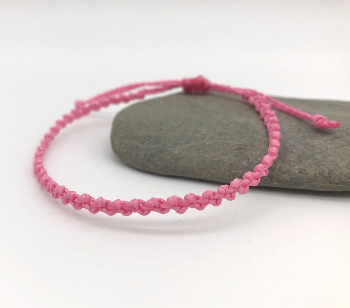 Pink String Bracelet Braided Bracelet Macrame Jewellery Etsy