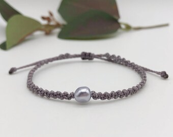 Pulsera de perlas barrocas color lavanda púrpura, creada con perlas de cristal Swarovski, pulsera trenzada bohemia color malva