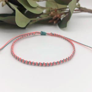 Neon Coral & Turquoise Waterproof Ankle Bracelet, Braided Anklet