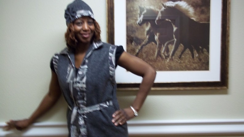 Smoke Gray Felt Vest and Hat set Casual Fall and Winter wear for women Handmade by Mvious Da/'Zigns