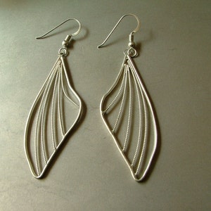 Earrings: Sterling Silver Filigree Dragonfly Wings