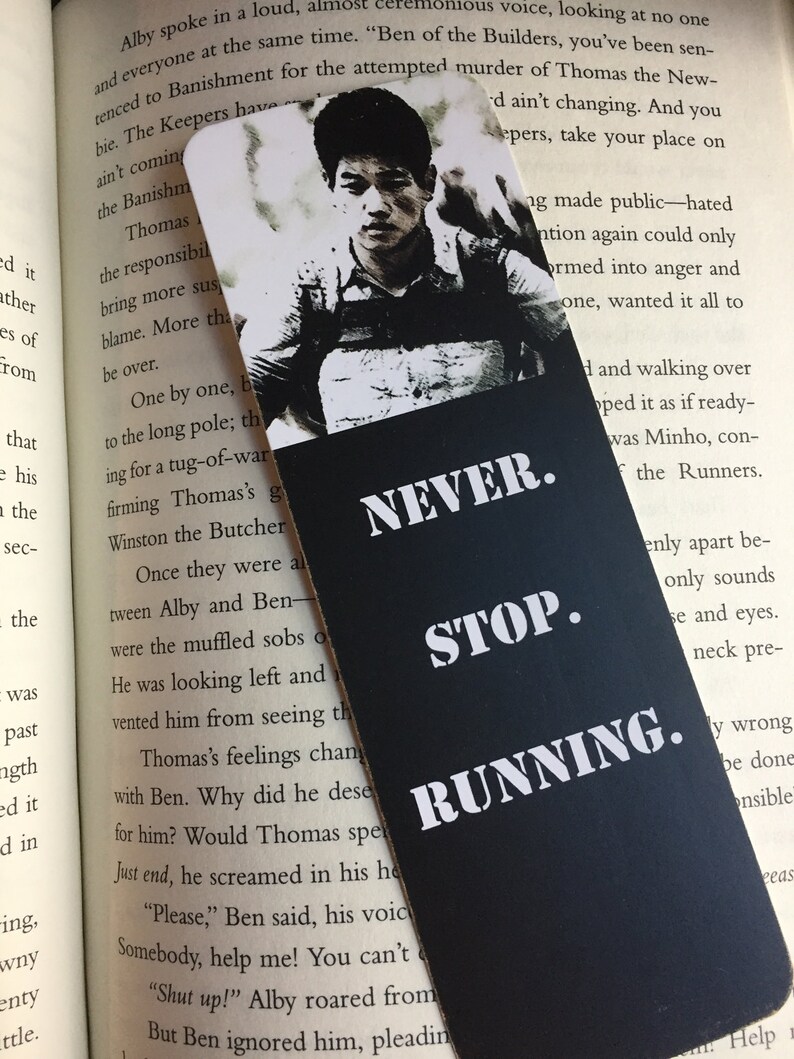 minho never stop running bookmark the maze runner quote