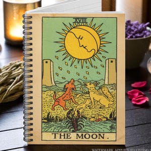 The Moon Tarot Notebook voor liefhebbers van dagboek, astrologiecadeau, Witchy decor, cadeau voor schrijvers, tarotkaart dagboek, verjaardag vriend, tarot lezen