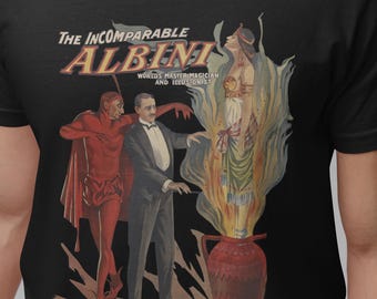 Camiseta de mago Albini, arte vintage, camiseta de circo vintage, camiseta de ilusionista, camiseta gráfica única, regalo para mago, regalo para papá, regalo para amigo