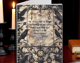 Poe Spiral Notebook, Edgar Allan Poe Quote, Writing Journal, Gothic Decor, Gift for Book Lovers, Literary Fans, Birthday Gift For Friend
