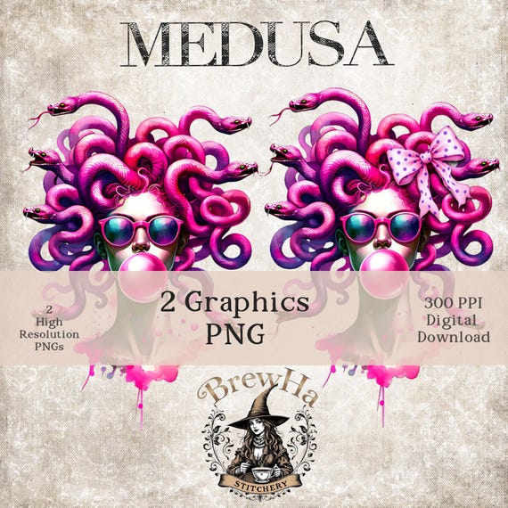 Medusa PNG, Whimsical Art, Mythology Graphic, Journaling