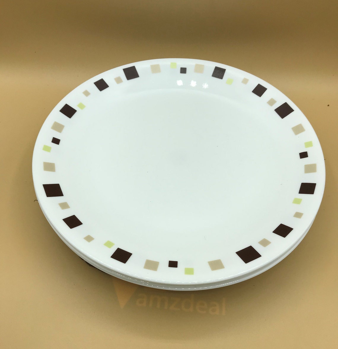 Corelle Vitrelle Geometric Brown Square 16 Piece Dinnerware Etsy