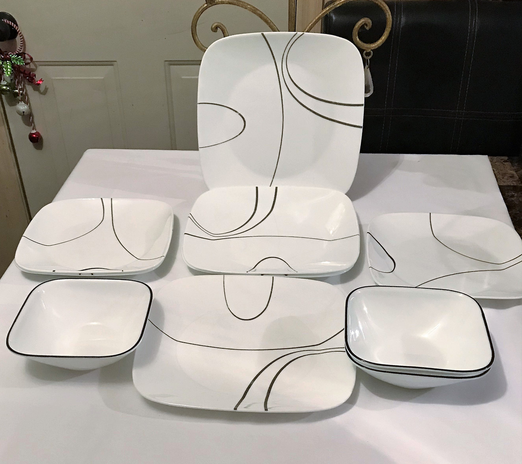 Corelle Vitrelle Simple Line Pattern 4 Dinner Plates 4 Salad Etsy