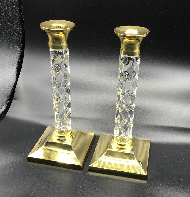 WATERFORD CRYSTAL Cambridge Candle Holder Brass Base/Crystal Etsy