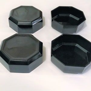 Black French Arcoroc Octime Salad, Pasta, Cereal Bowls/Elegant French Super Shiny Black Dinnerware Marked French Arcoroc/4 Bowls