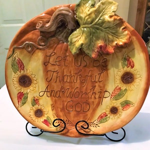 Thanksgiving Turkey Plate Embossed Leaf Holiday Ceramic Platter/Thanksgiving, Christmas Serverware China Embossed