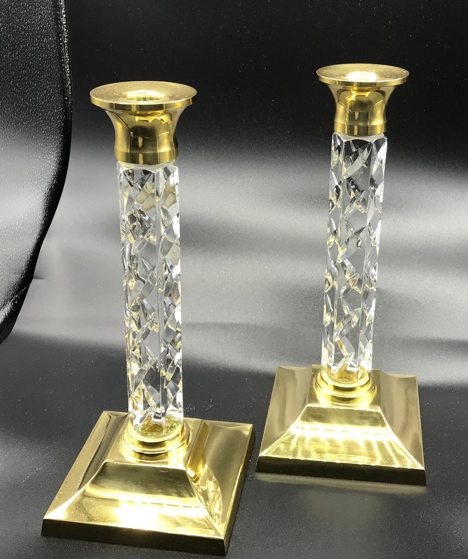 WATERFORD CRYSTAL Cambridge Candle Holder Brass Base/Crystal Etsy