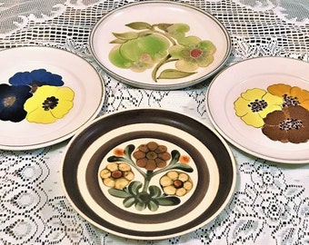 Mis-Matched Stoneware Floral Dinner Plates Denby England China, Great Holiday Dining China, Dinner Plates, Elegance Dinner Plates