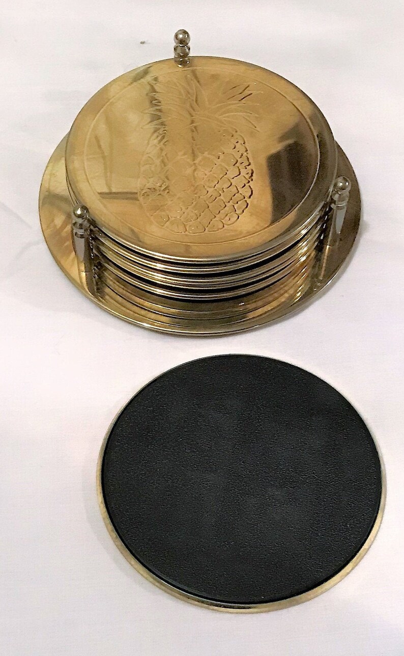 Timeless Elegance Goldplate Metal Drink Coasters Pineapple Etsy