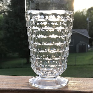 Vintage Indiana Glass Whitehall Colony Ice Tea Press Glass  Footed Tumblers Set of 4 Glasses/Heavy Duty Mid-Century Whitehall Water Tumblers