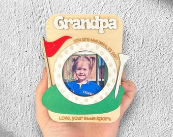 Imán para nevera con foto de golf para papá y abuelo, regalo para el Día del Padre, marco de fotos, regalo para papá, regalo para el abuelo, mejor por par, imán para foto de golf