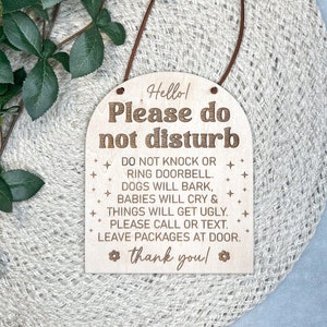 Do Not Disturb Sign - Laser Engraved Wood: Baby Sleeping, No Soliciting, Customizable