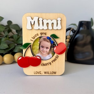 Kylskåpsmagnet för mamma och mormor, mors dag-present, fotoram, present till mamma, present till mormor, mors dag-tavelram, körsbärsram