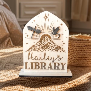 Personalized Dragon Library Sign: Engraved Book Lover Gift