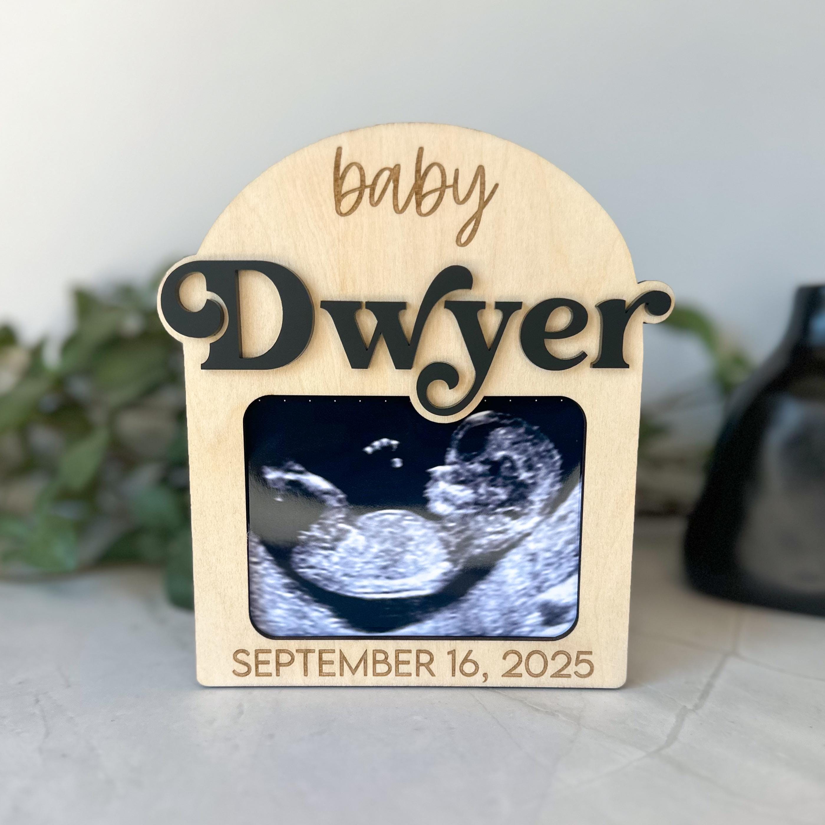 Gift King Triple Sonogram Photo Frame – Wooden 4x4in Baby First Picture Frame, White