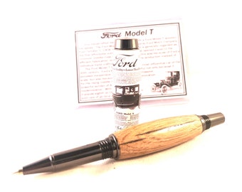 Jr. Gentleman Rollerball Pen with Authentic Model T Wood + COA | Gunmetal Components | Collectible Writing Instrument | Parker Style Refill