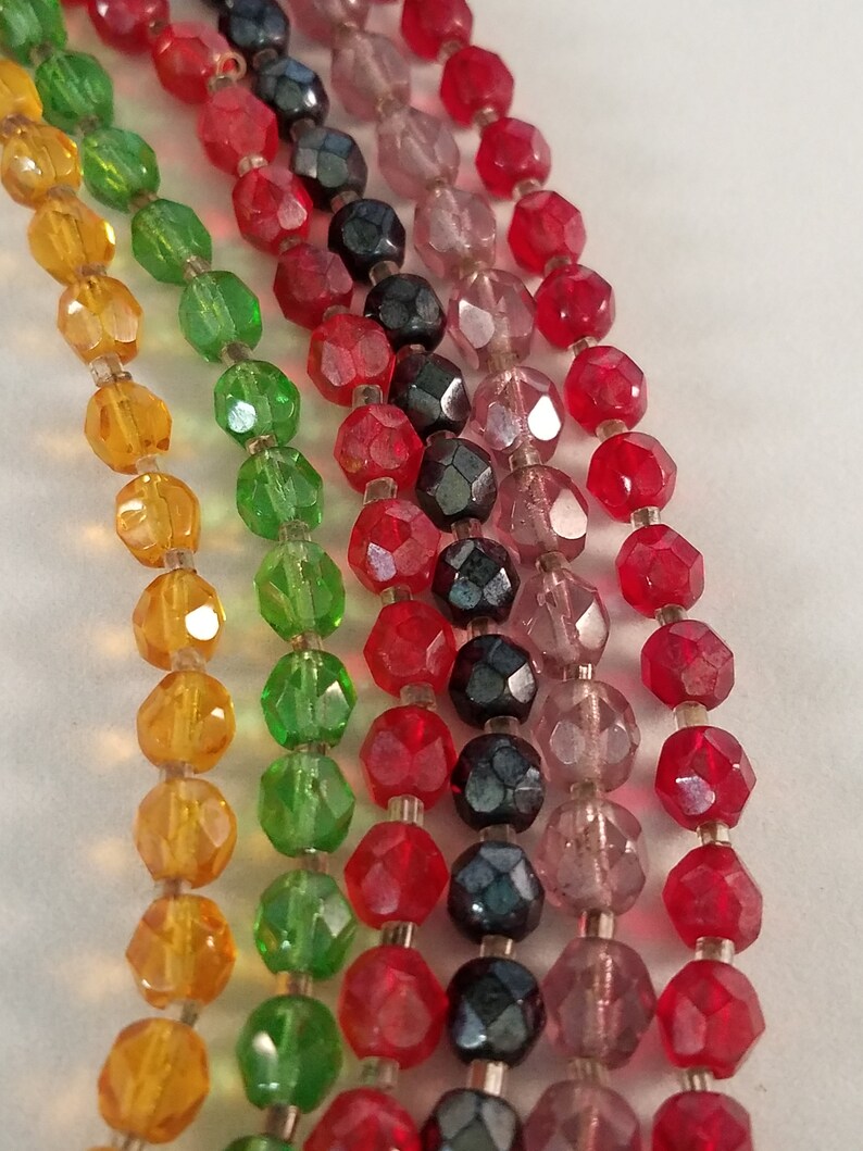 Faceted Glass Bead Multi Strand Necklace Rainbow Colors Etsy