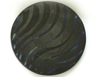 Large ceramic platter, large serving platter, blue and black platter, handmade, ceramic gift, pottery serving dish, large pottery platter