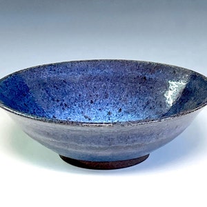 Large ceramic bowl, purple blue stoneware bowl, fruit bowl, handmade pottery serving bowl