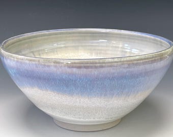 Ceramic bowl: porcelain handmade pottery serving fruit bowl blue white