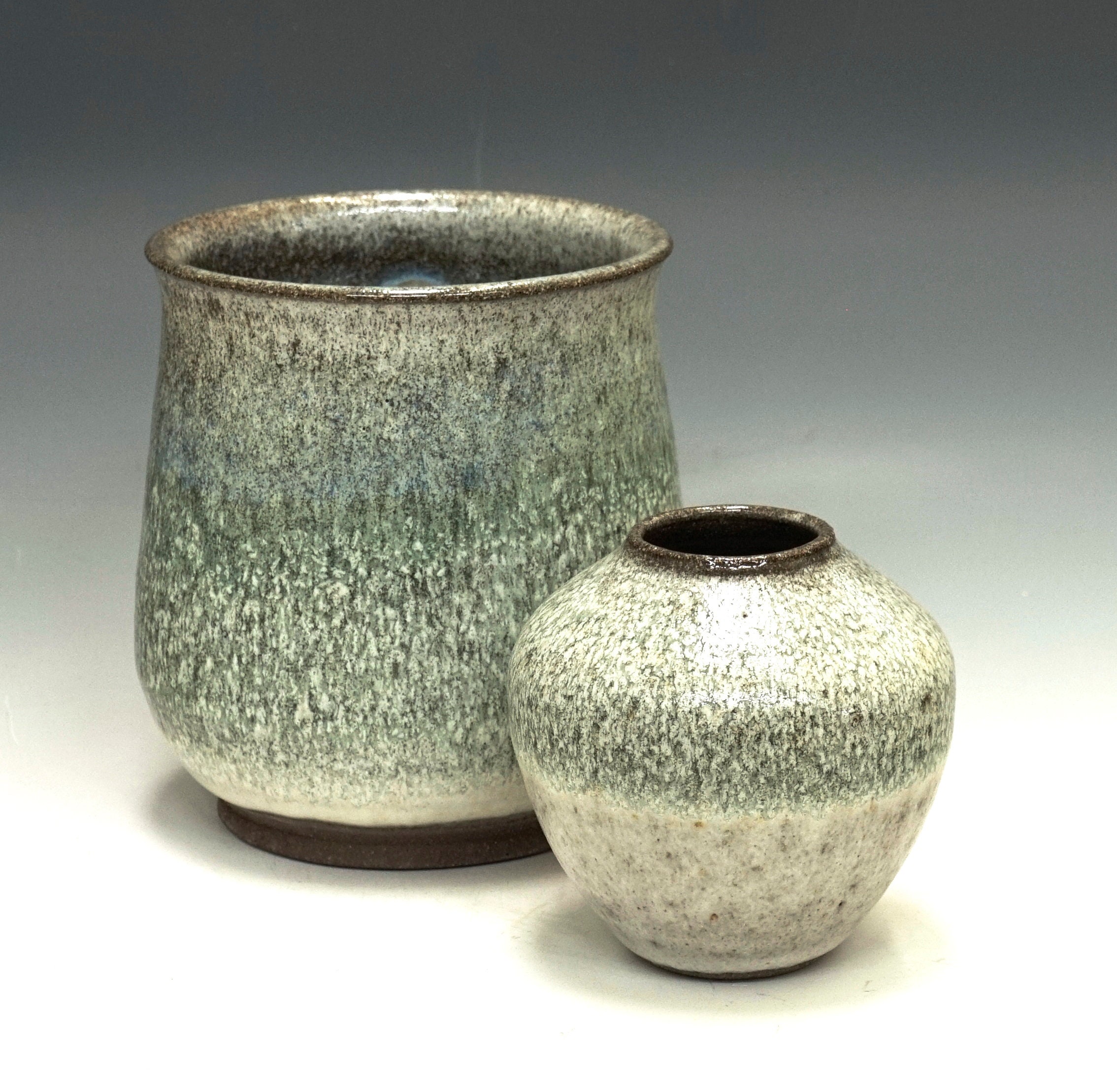 Ceramic flower vase handmade pottery vase green white Etsy